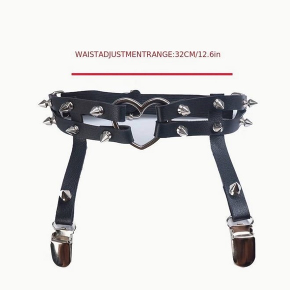 1 pc adjustable sexy PU Leather Rivets Heart Garters Strap  1974 - Picture 2 of 2